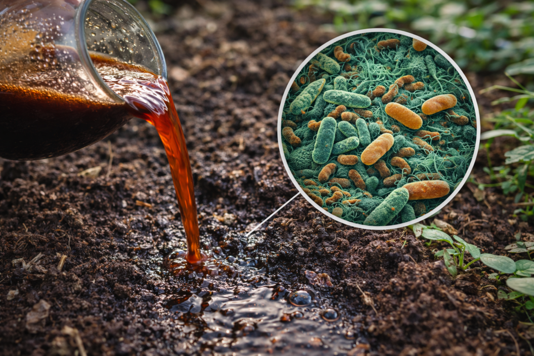 Aplicación de melaza para estimular microorganismos del suelo